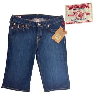 NEW TRUE RELIGION Womens (30") Sally Bermuda Denim‎ Knee Shorts Jorts ($178) USA